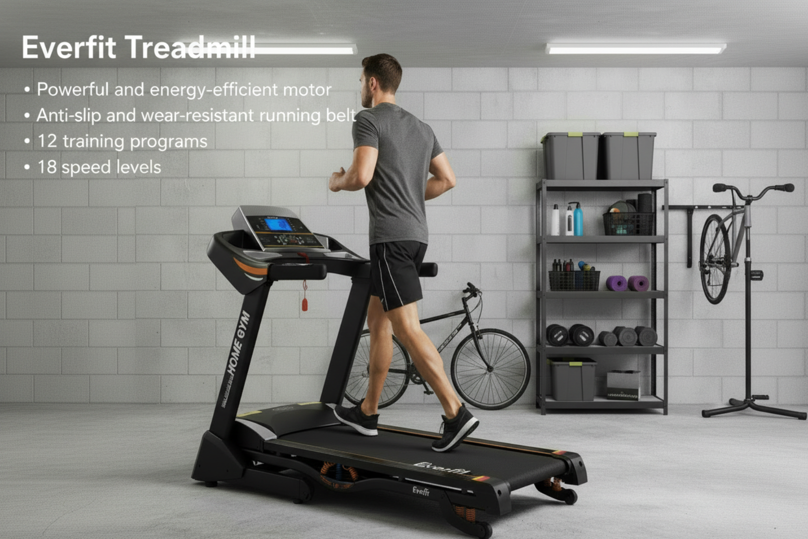 Treadmill Electric Auto Incline Home Gym Fitness Exercise Machine 480mm - Black