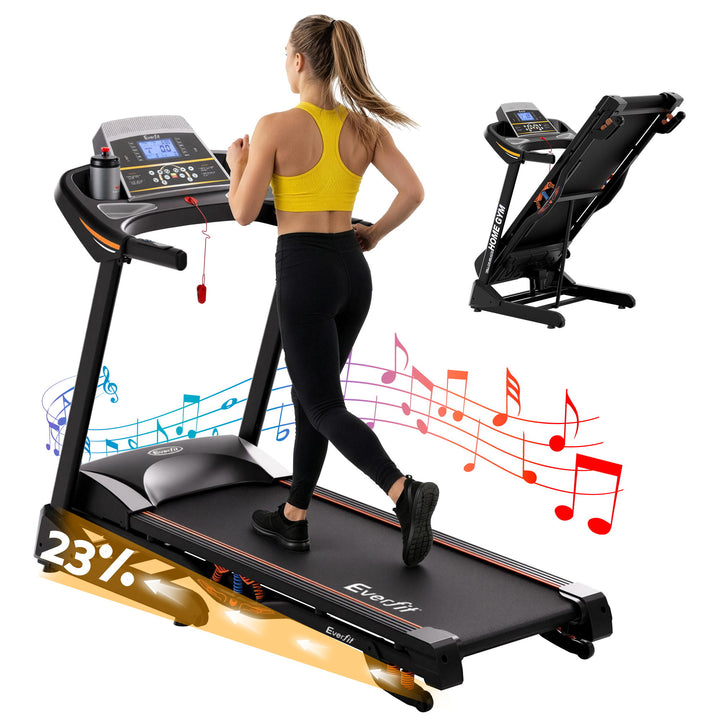 Treadmill Electric Auto Incline Home Gym Fitness Exercise Machine 480mm - Black