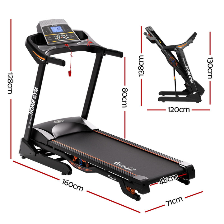 Treadmill Electric Auto Incline Home Gym Fitness Exercise Machine 480mm - Black