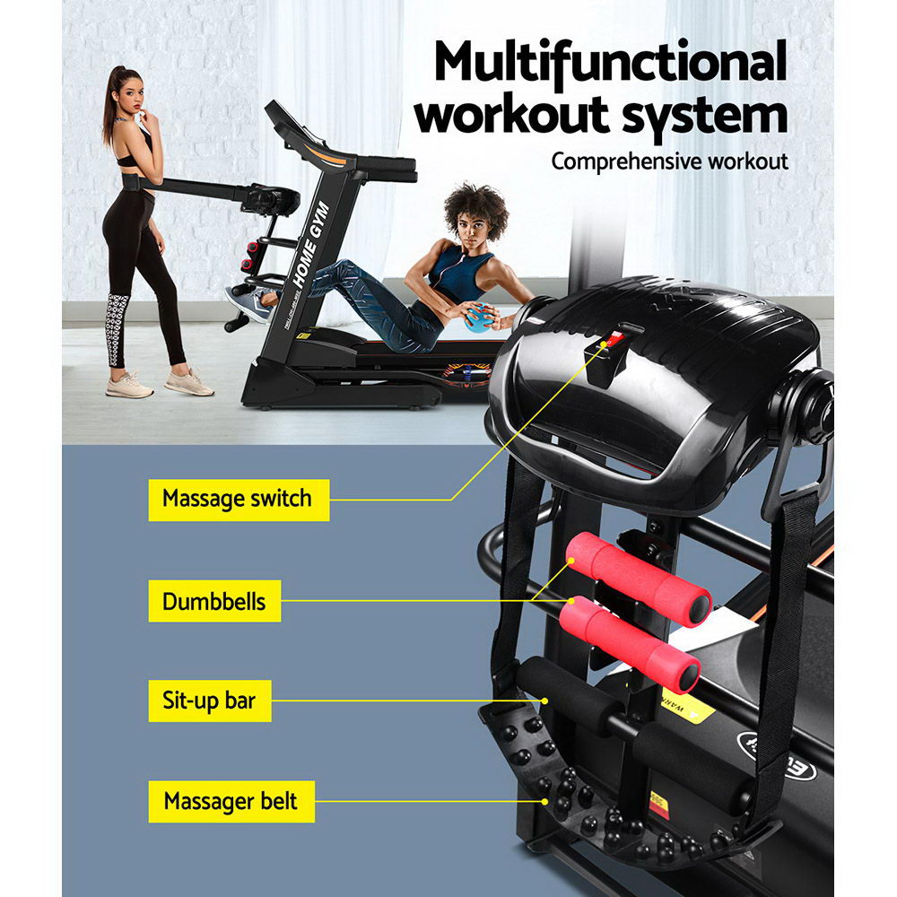 Treadmill Electric Home Gym Fitness Exercise Machine with Massager 480mm - Black