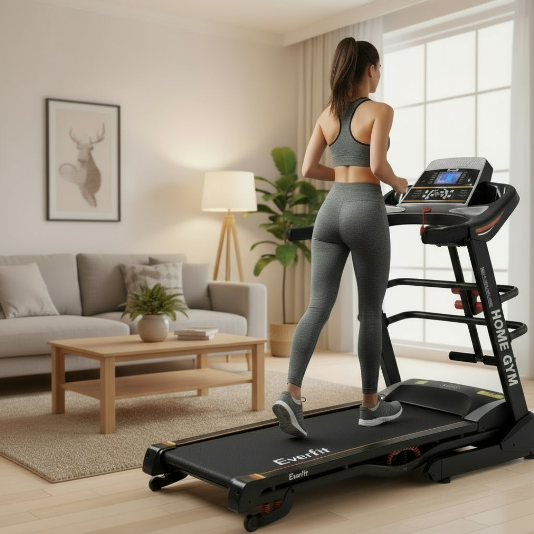 Treadmill Electric Home Gym Fitness Exercise Machine with Massager 480mm - Black