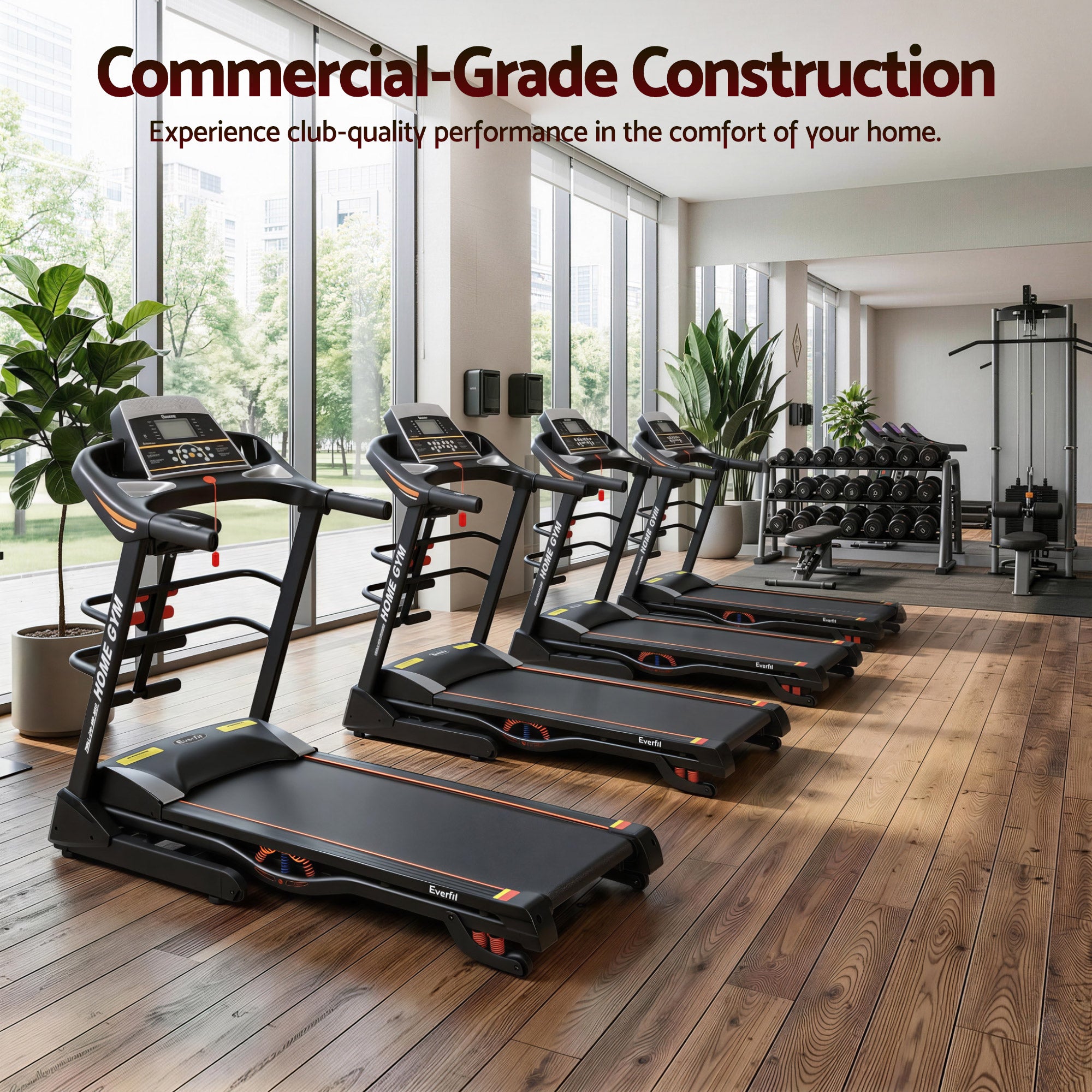 Treadmill Electric Home Gym Fitness Exercise Machine with Massager 480mm - Black