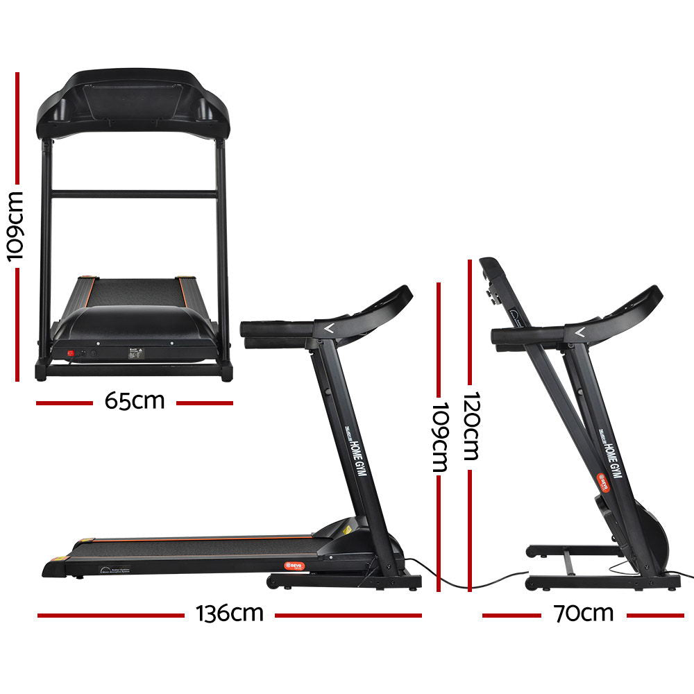 Treadmill Electric Home Gym Fitness Exercise Machine Foldable 400mm - Black