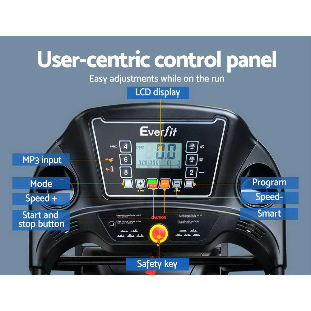 Treadmill Electric Home Gym Fitness Exercise Machine Foldable 400mm - Black