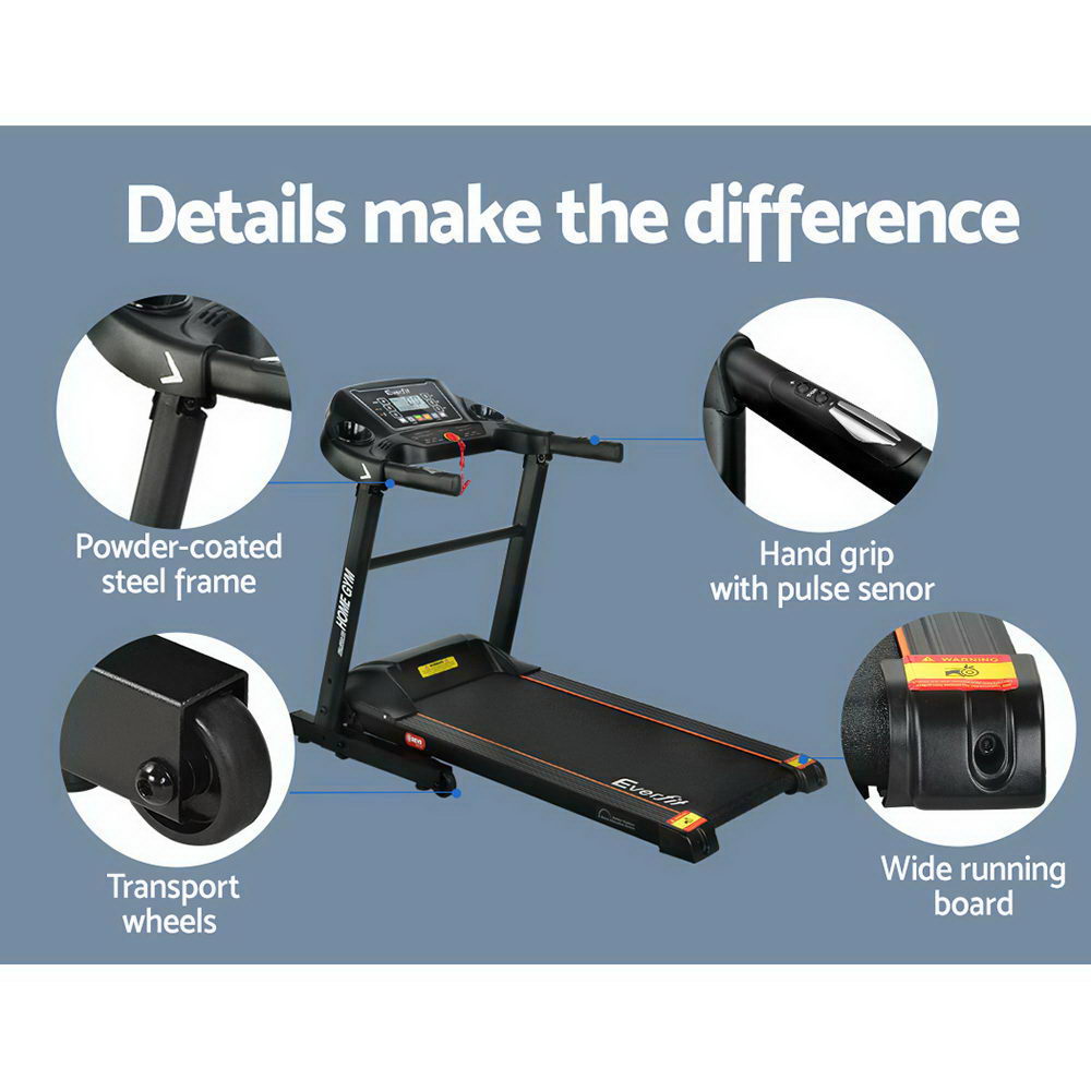 Treadmill Electric Home Gym Fitness Exercise Machine Foldable 400mm - Black