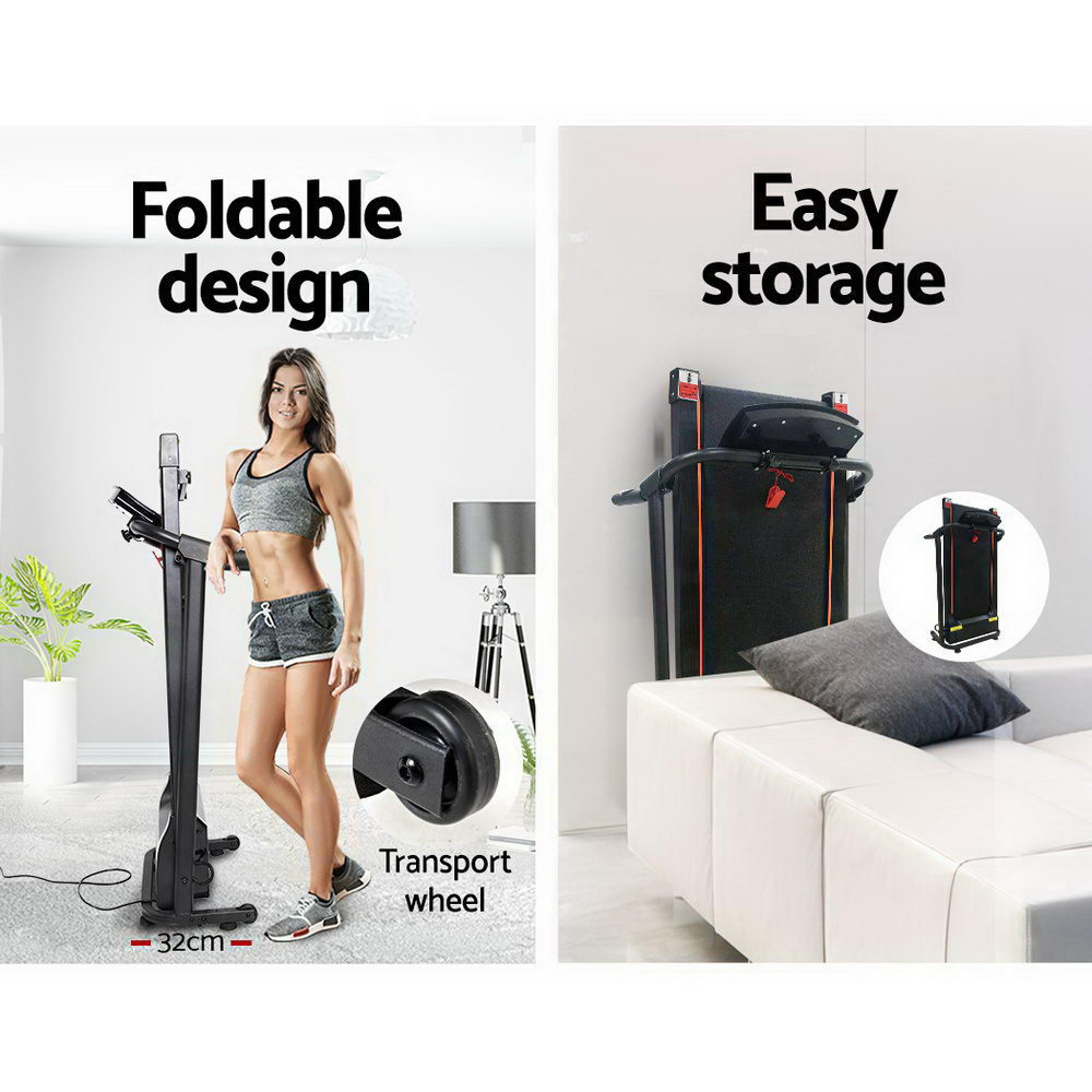 Treadmill Electric Home Gym Fitness Exercise Machine Foldable 370mm - Black
