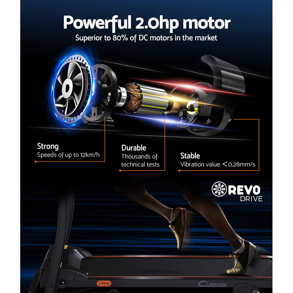 Treadmill Electric Home Gym Fitness Exercise Machine Incline 400mm - Black