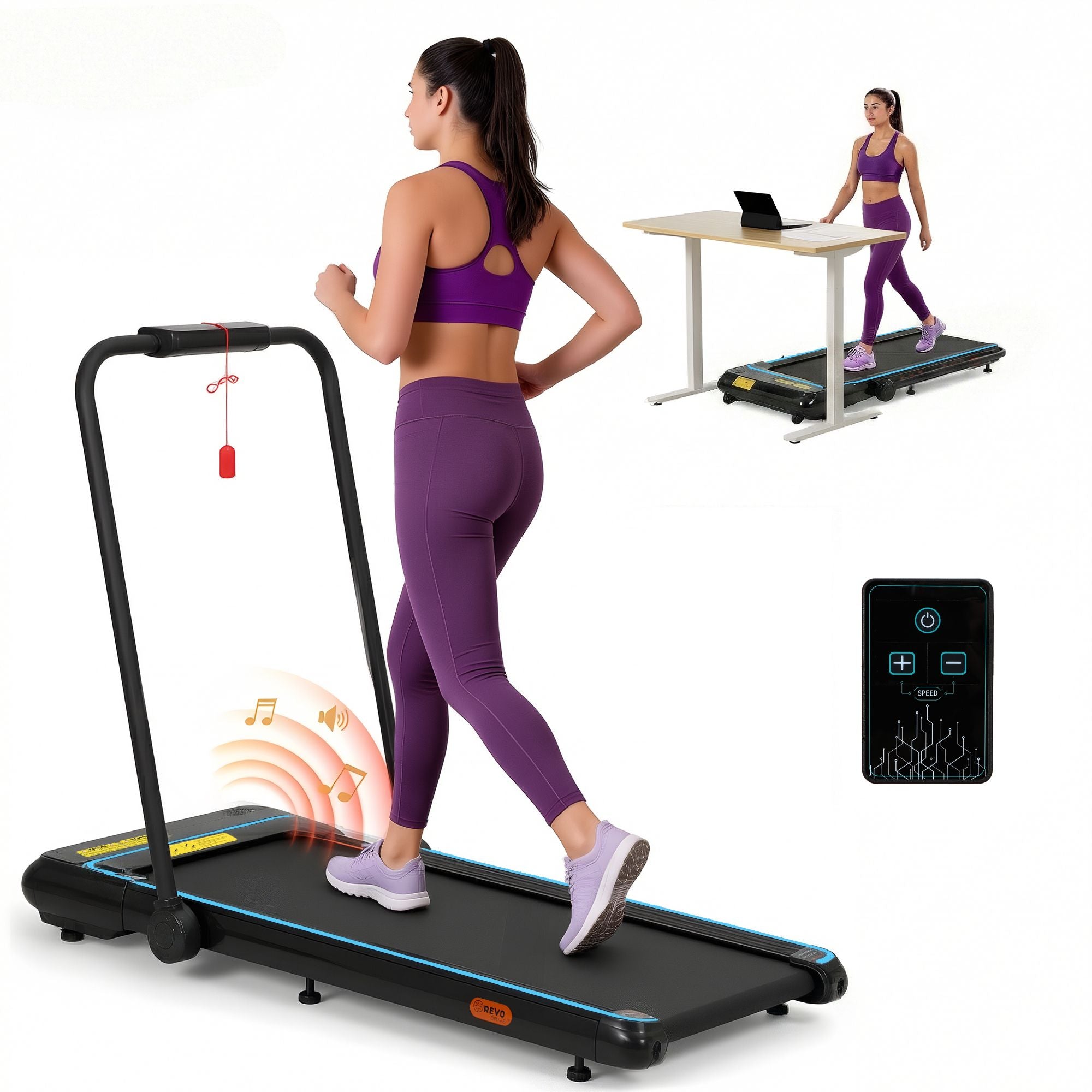 Treadmill Electric Walking Pad Under Desk Home Gym Fitness 420mm Remote