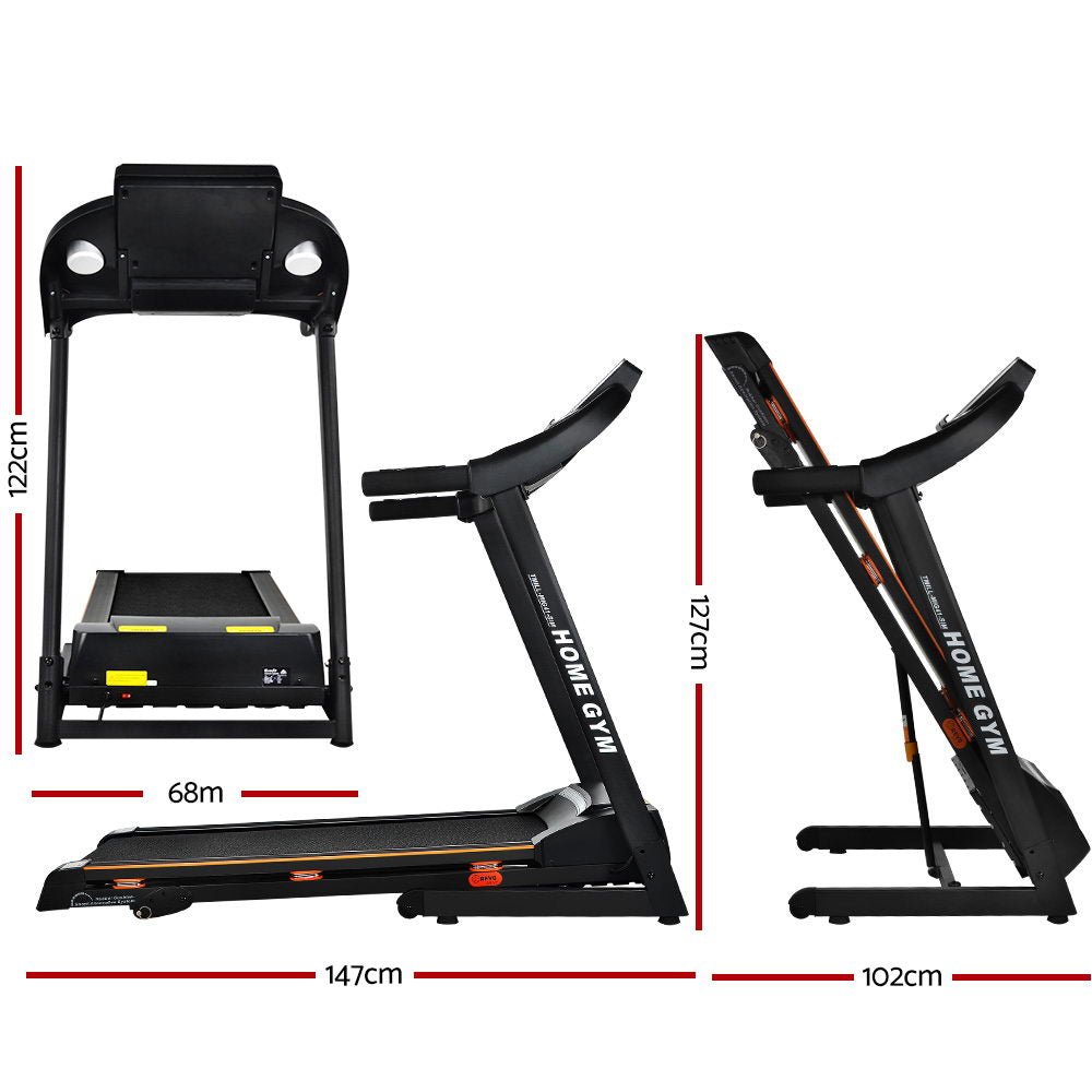 Treadmill Electric Home Gym Fitness Exercise Machine Hydraulic 420mm - Black