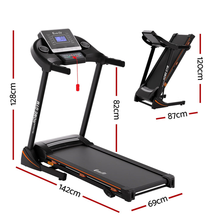 Treadmill Electric Home Gym Fitness Exercise Machine Hydraulic 420mm - Black