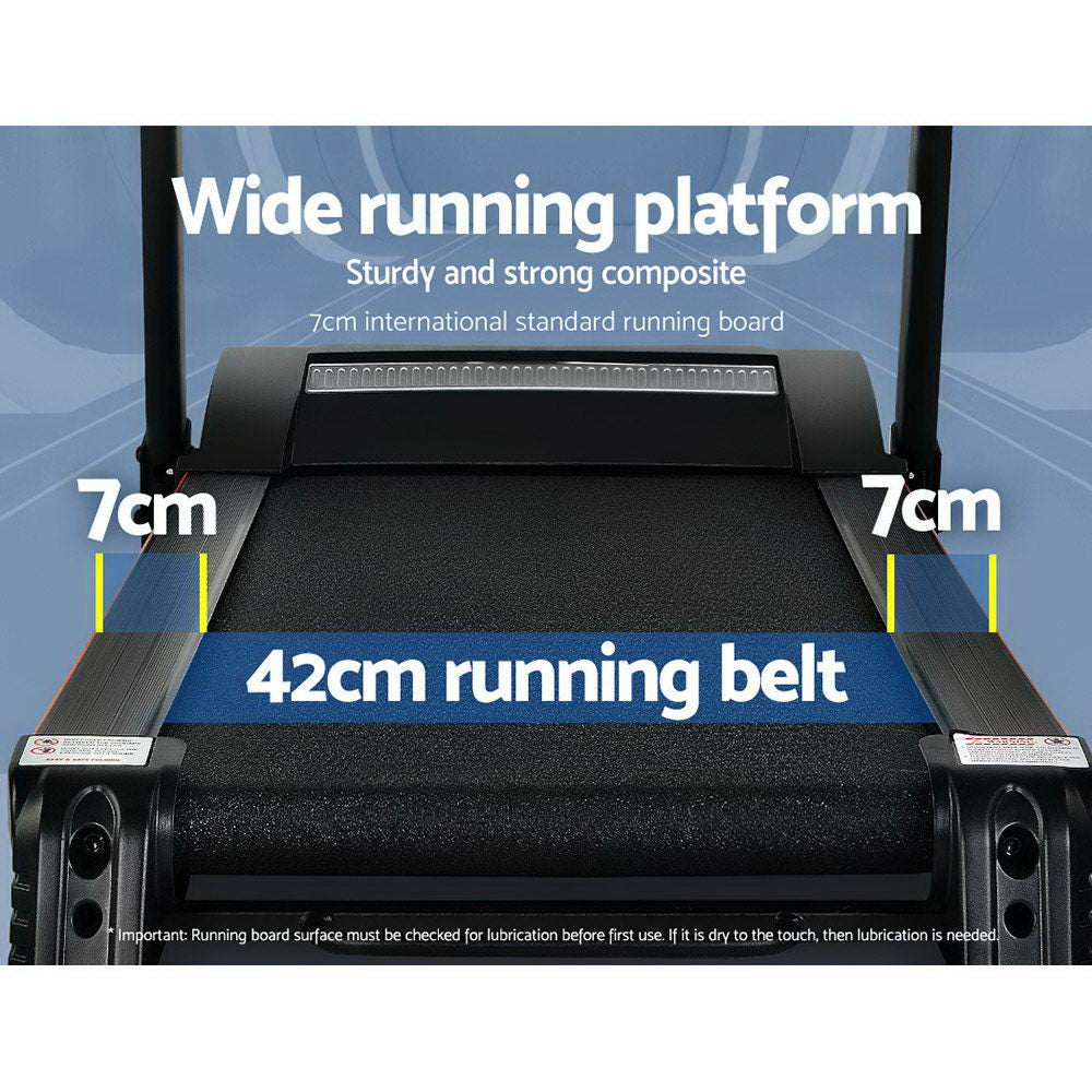 Treadmill Electric Home Gym Fitness Exercise Machine Hydraulic 420mm - Black