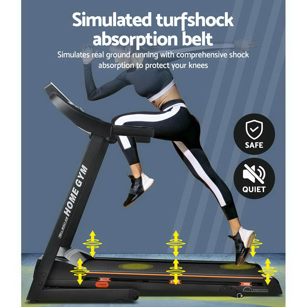 Treadmill Electric Home Gym Fitness Exercise Machine Hydraulic 420mm - Black