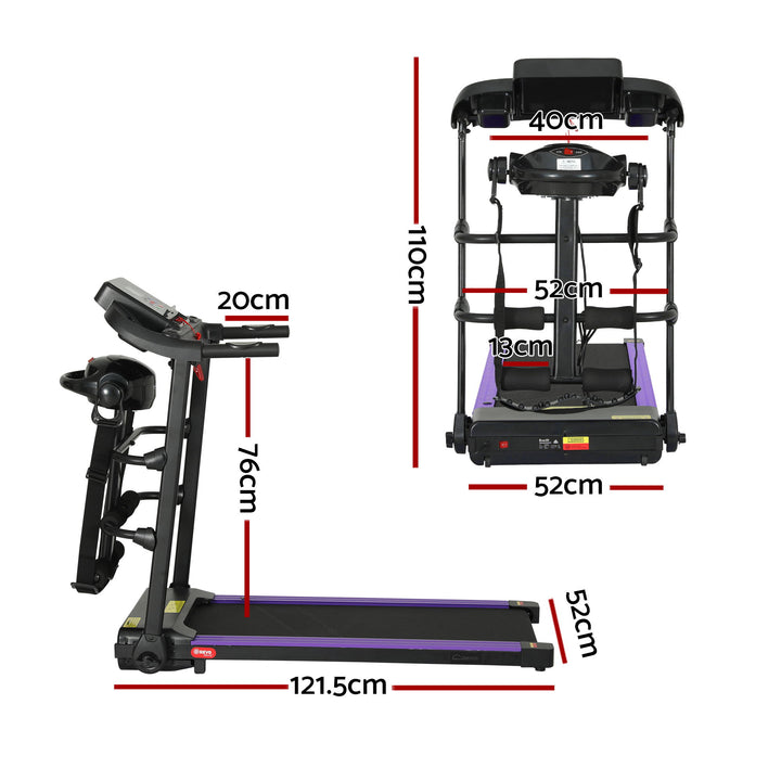 Treadmill Electric Home Gym Fitness Exercise Machine with Massager 400mm - Black