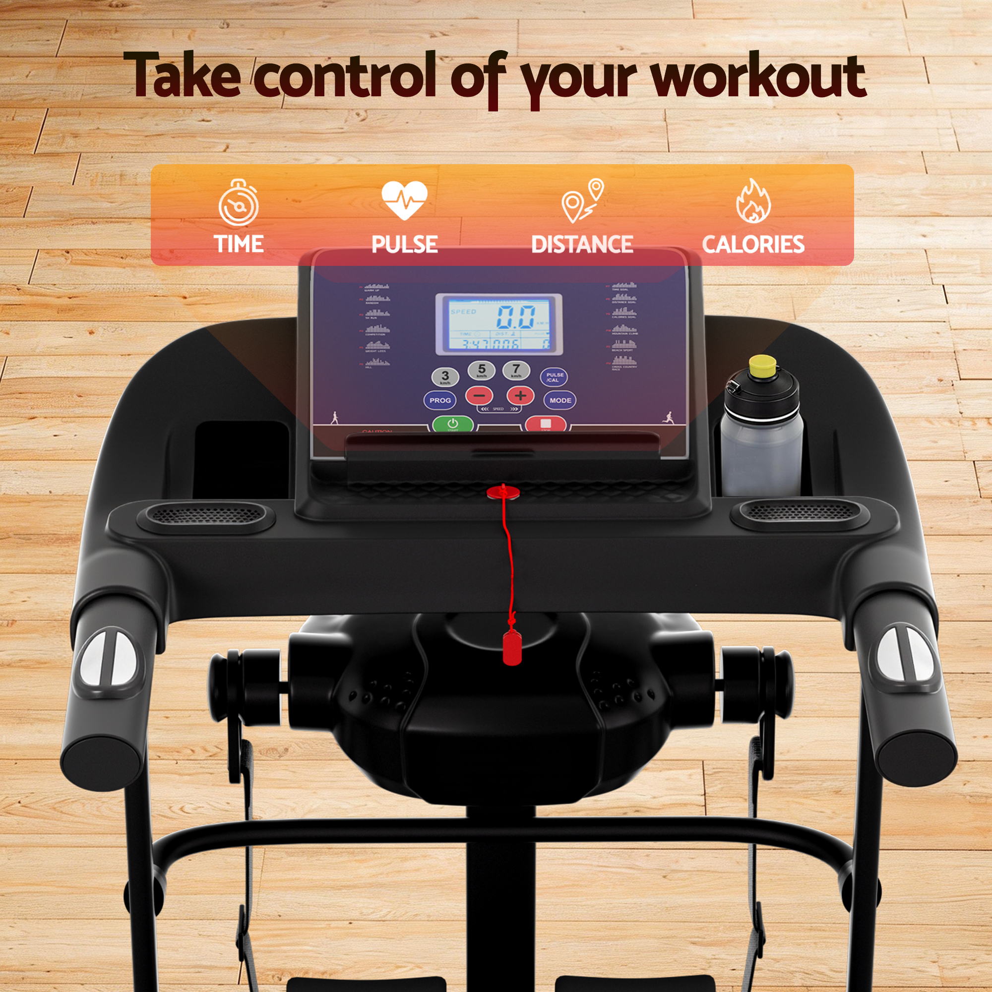 Treadmill Electric Home Gym Fitness Exercise Machine with Massager 400mm - Black