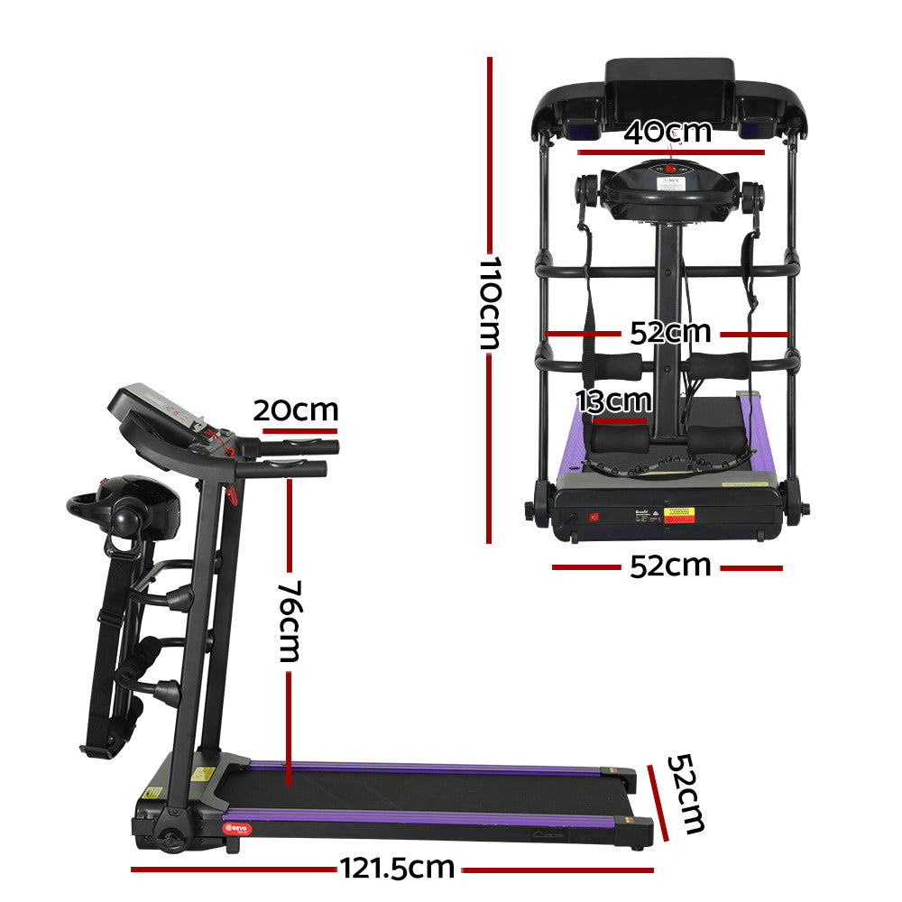 Treadmill Electric Home Gym Fitness Exercise Machine with Massager 400mm - Black