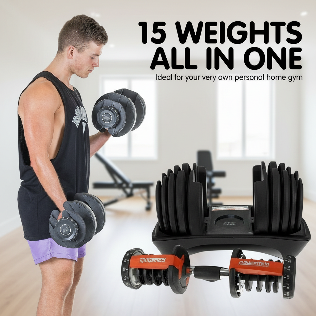Powertrain 48k Adjustable Dumbbell Home Gym Set