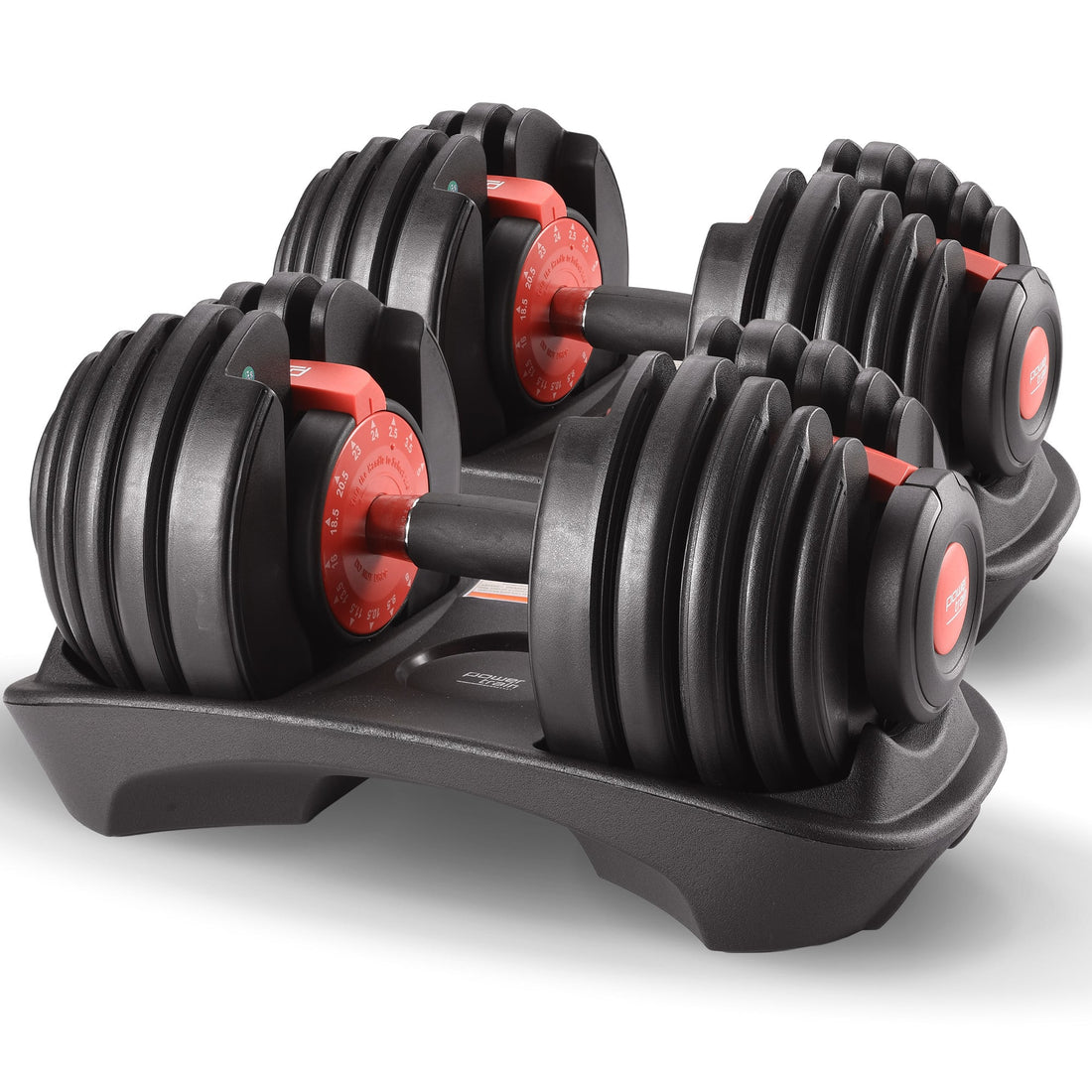 Powertrain 48kg Adjustable Dumbbells 15-in-1 Home Gym Weights – Red