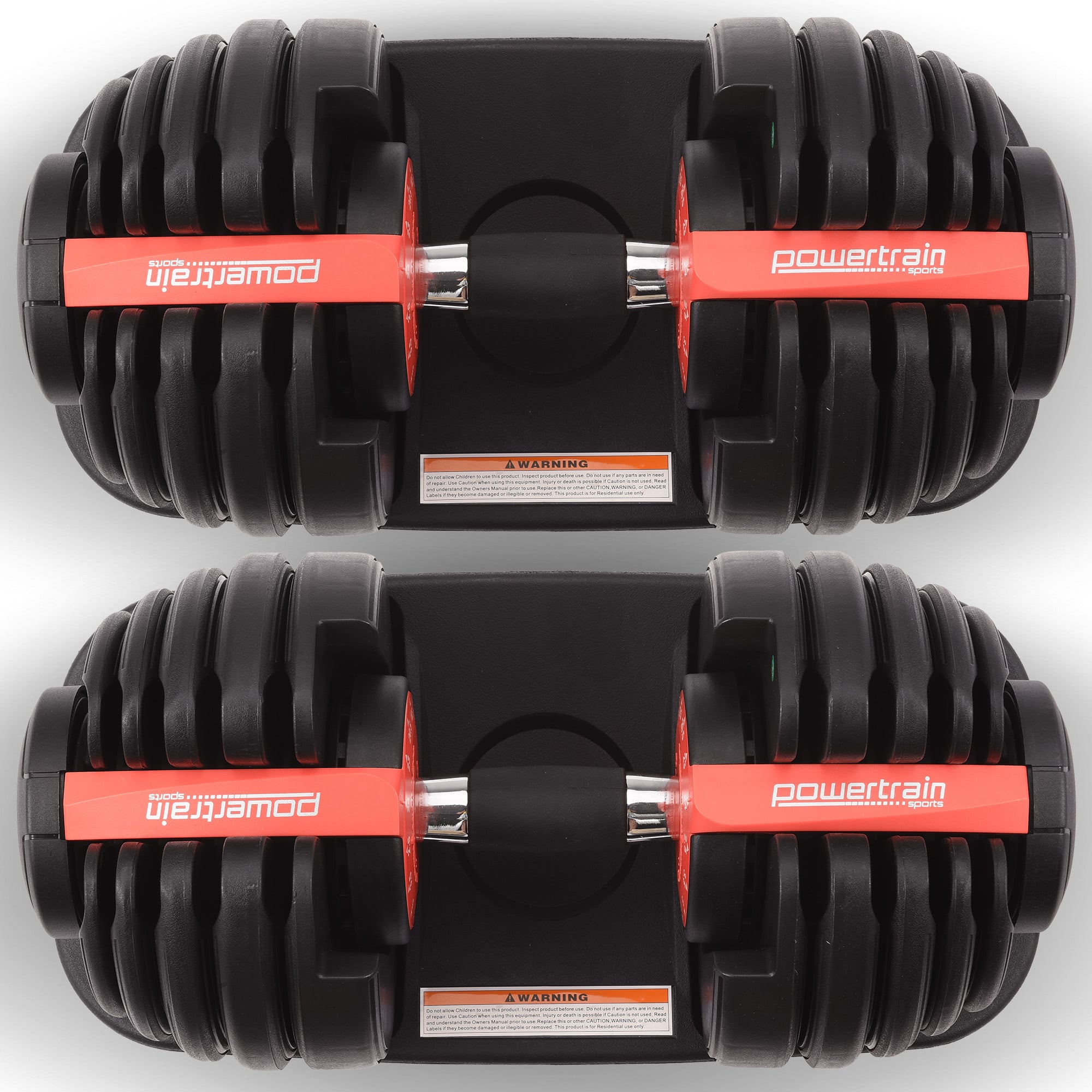 Powertrain 48kg Adjustable Dumbbells 15-in-1 Home Gym Weights – Red
