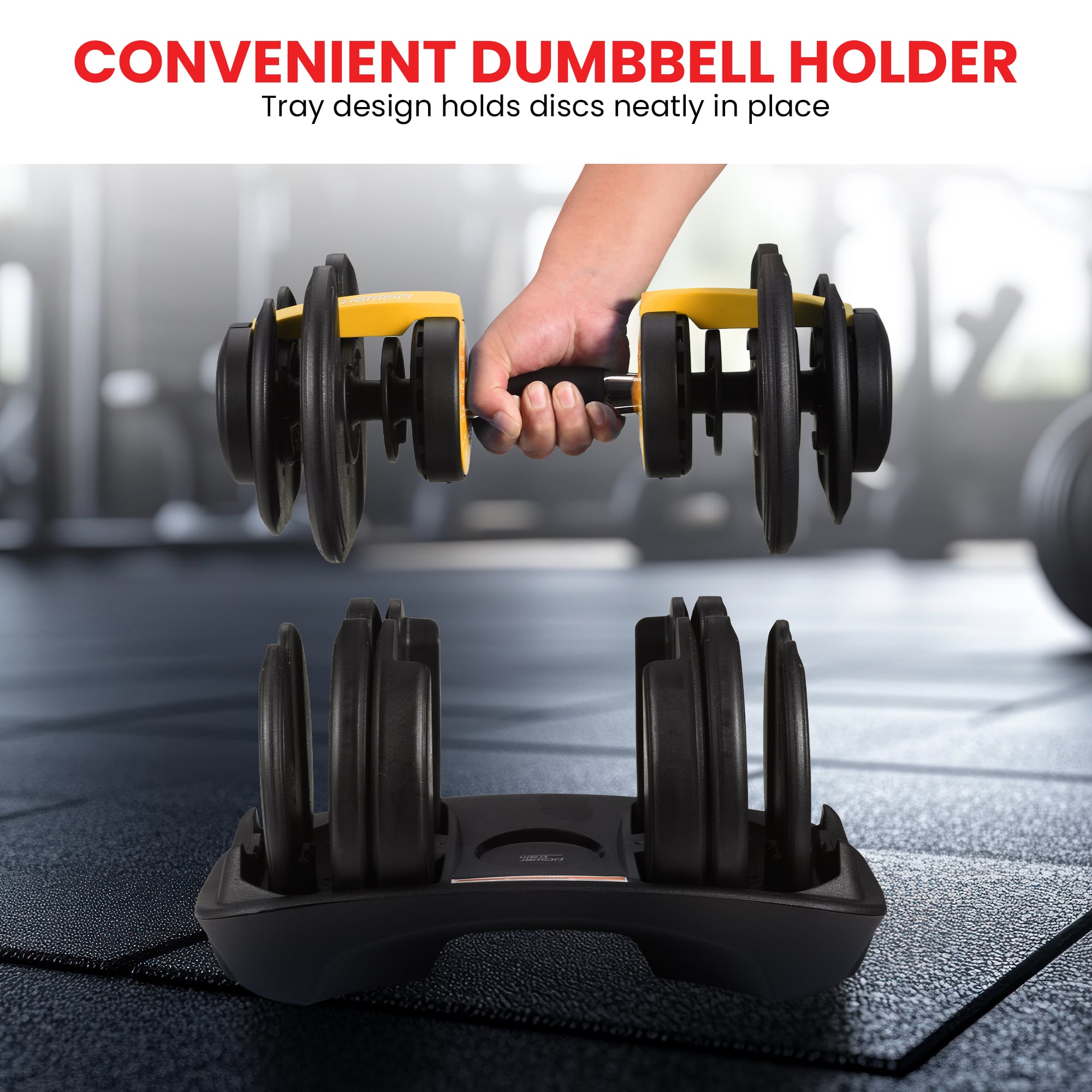 Powertrain  48KG Adjustable Dumbbell Set With Stand - Gold