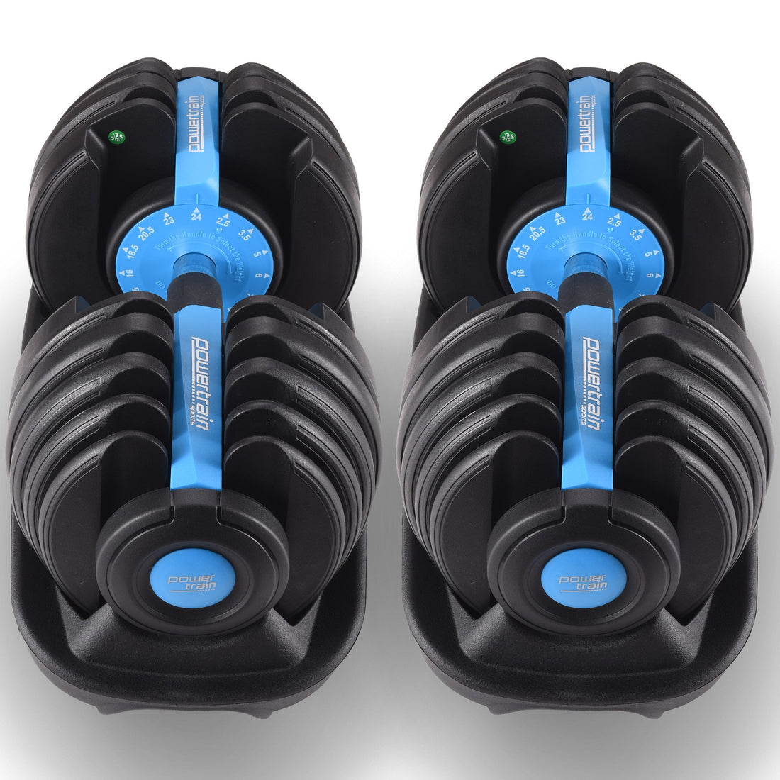 Powertrain 2x 24kg Adjustable Dumbbell Home Gym Set