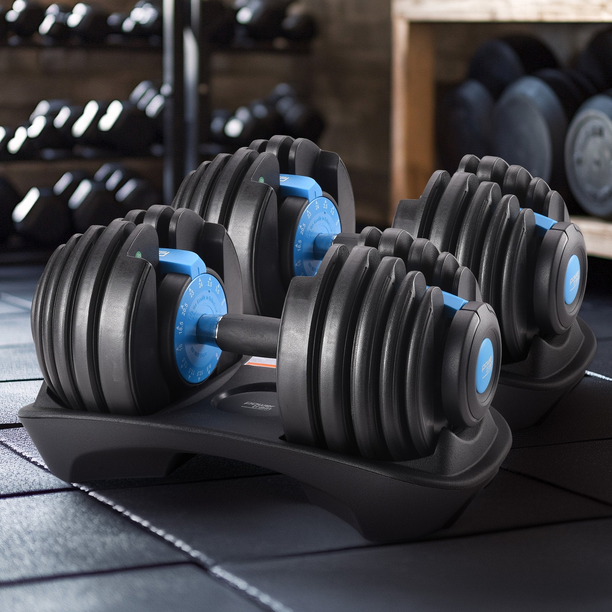 Powertrain 2x 24kg Adjustable Dumbbell Home Gym Set
