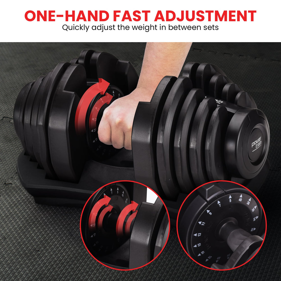 Powertrain 2 x 40kg Powertrain Adjustable Dumbbells Home Gym Set