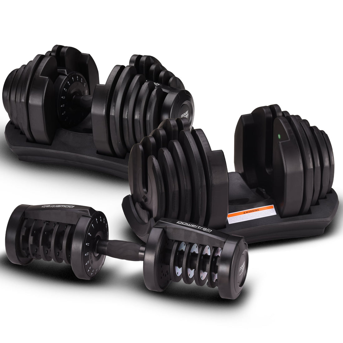 Powertrain 2 x 40kg Powertrain Adjustable Dumbbells Home Gym Set