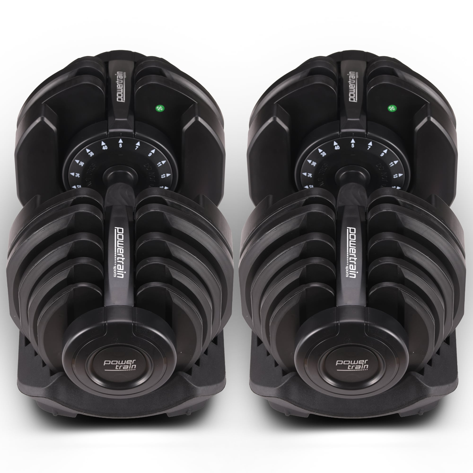 Powertrain 2 x 40kg Powertrain Adjustable Dumbbells Home Gym Set