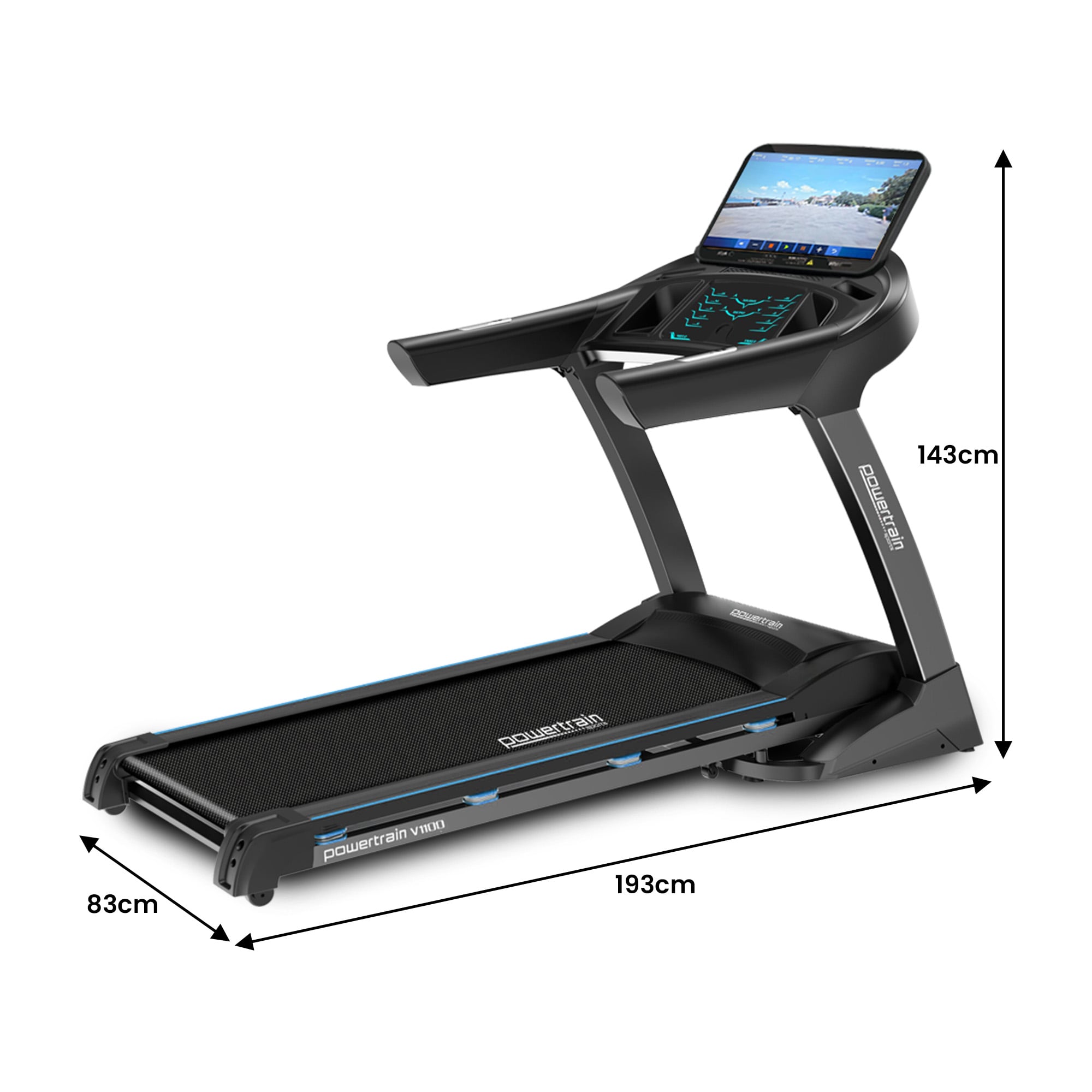 Powertrain V1100 Treadmill with Wifi Touch Screen & Incline