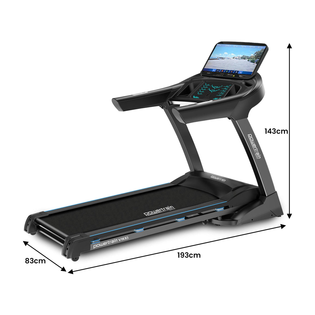 Powertrain V1100 Treadmill with Wifi Touch Screen & Incline