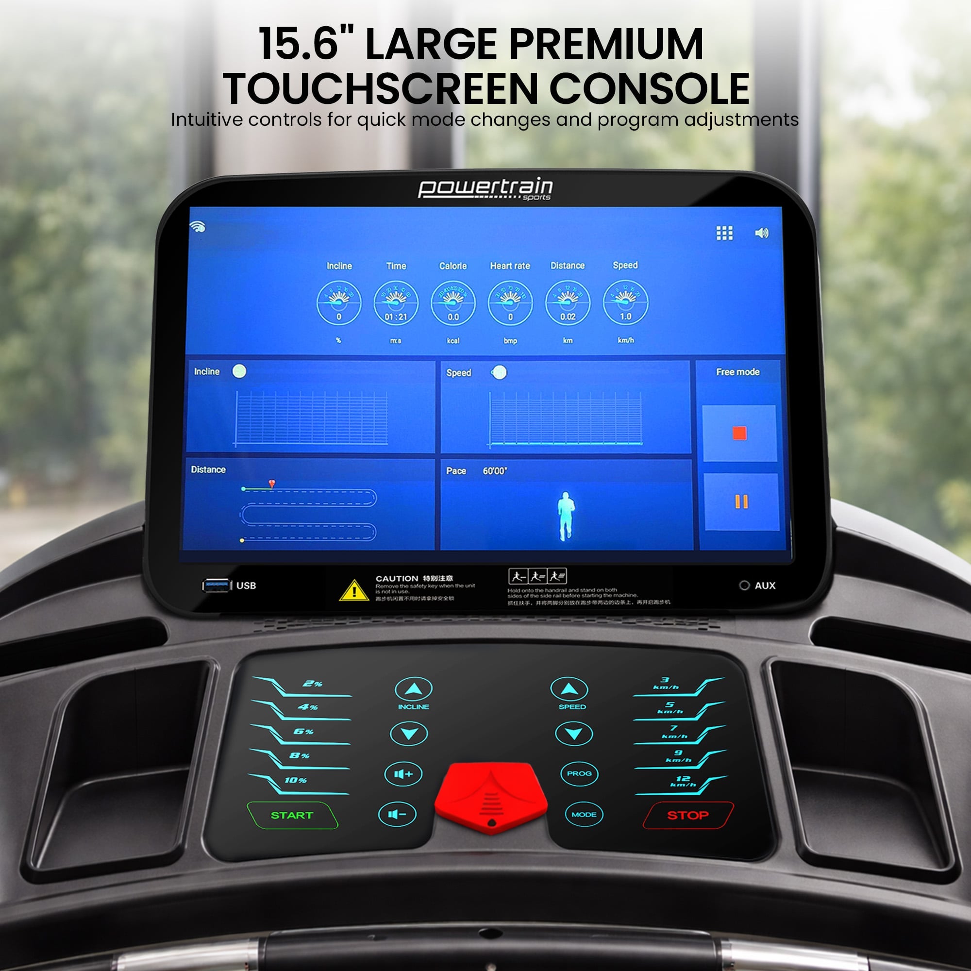 Powertrain V1100 Treadmill with Wifi Touch Screen & Incline