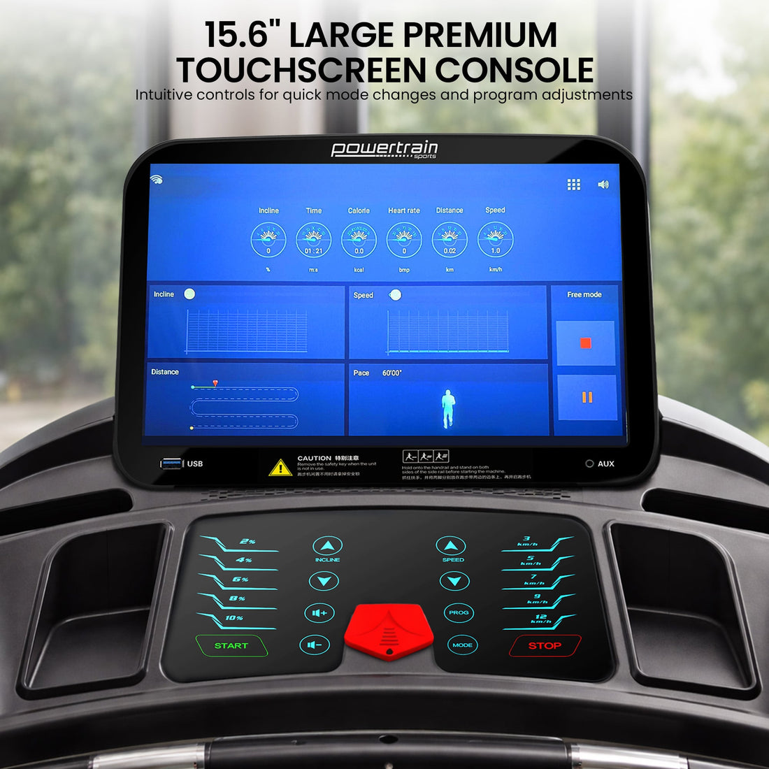 Powertrain V1100 Treadmill with Wifi Touch Screen & Incline