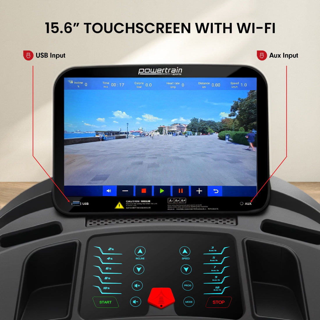 Powertrain V1100 Treadmill with Wifi Touch Screen & Incline