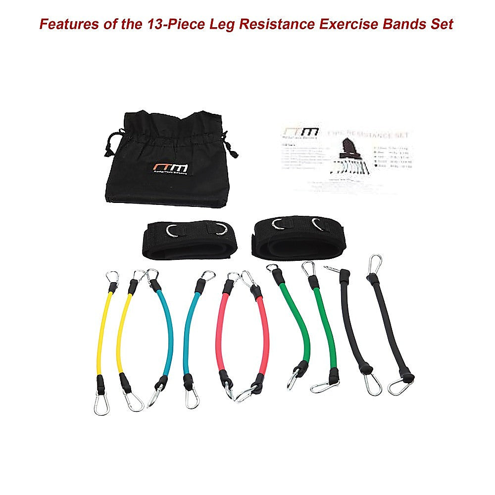 13PC Resistance Bands Set – Fitness Exercise Tubes with Handles & Leg Bands