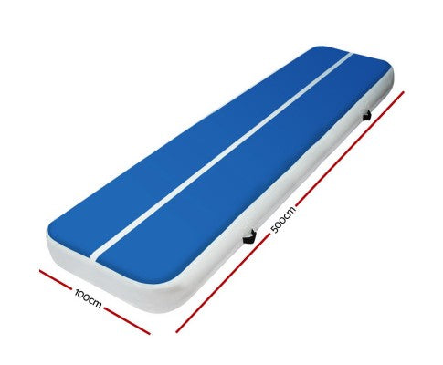 5mx1m Inflatable Air Track Mat 20cm Thick Gymnastic Tumbling Blue And White